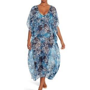 Ralph lauren blue patchwork sheer swim coverup